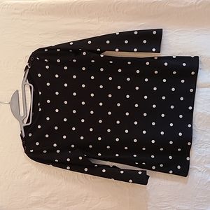 Lands End Cotton 3/4 Sleeve Boatneck Polka Dot Shirt